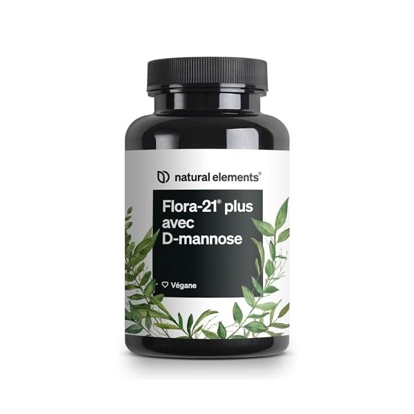 Flora-21® plus avec D-mannose – poudre 90 g à dissoudre dans de l’eau – 4 souches de bactéries lactiques – 4 milliards d’UF