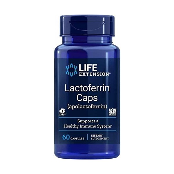 Life Extension, Lactoferrin, avec 95% dApolactoferrine, 60 Capsules, Testé en Laboratoire, Sans Gluten, Végétarien, Sans Soj