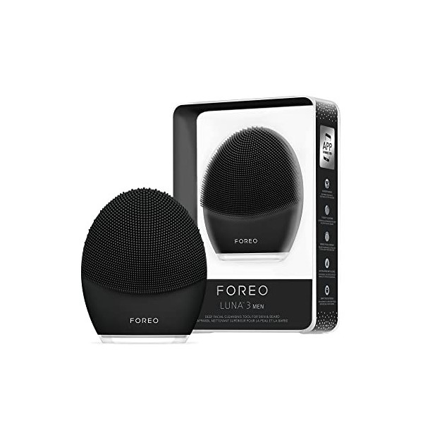 FOREO LUNA MEN - Brosse nettoyante visage et barbe - Massage raffermissant - Soins ultra-hygiéniques - Exfoliant visage facil