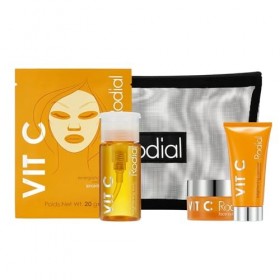 Rodial Coffret Vit C Little Luxuries: Masque en Tissu Énergisant, Nettoyant Éclaircissant, Tonique Éclaircissant Deluxe, Souf