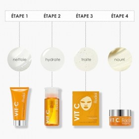Rodial Coffret Vit C Little Luxuries: Masque en Tissu Énergisant, Nettoyant Éclaircissant, Tonique Éclaircissant Deluxe, Souf