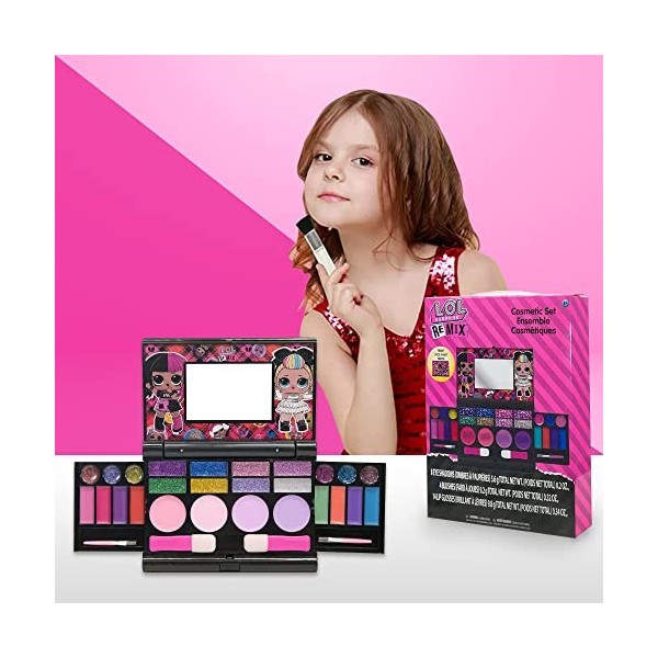 L.O.L Surprise! Townley Girl cosmétiques compactset avec miroir 14 brillants à lèvres, 4 shines corps, 4 brosses coloré marqu