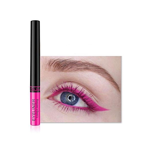 Allbestaye Eyeliner de couleur coloré liquide liner imperméable bleu violet vert blanc brun maquillage