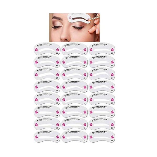 pochoir sourcils, 24 PCS différents styles pochoir sourcils,pochoir sourcils reutilisable,sourcils pochoirs,sourcils maquilla