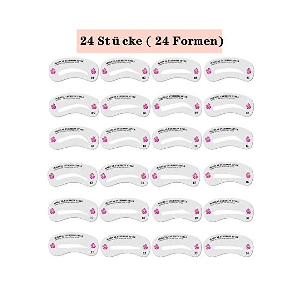 pochoir sourcils, 24 PCS différents styles pochoir sourcils,pochoir sourcils reutilisable,sourcils pochoirs,sourcils maquilla