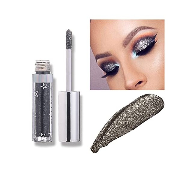 Fard à Paupières Liquide Glitter Eyeshadow Long Lasting Shiny Shimmer Ombre à Paupières Liquide Bâton Pigments Métalliques Im