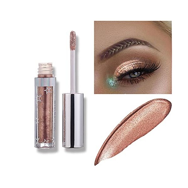 Fard à Paupières Liquide Glitter Eyeshadow Long Lasting Shiny Shimmer Ombre à Paupières Liquide Bâton Pigments Métalliques Im