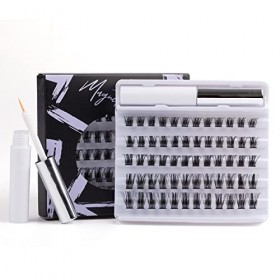 Faux Cils Individuel 60PCS Extension Cils Faux Cils Naturels Individuels avec Colle DIY Bande Fine Cils Plus Doux Faux Cils R