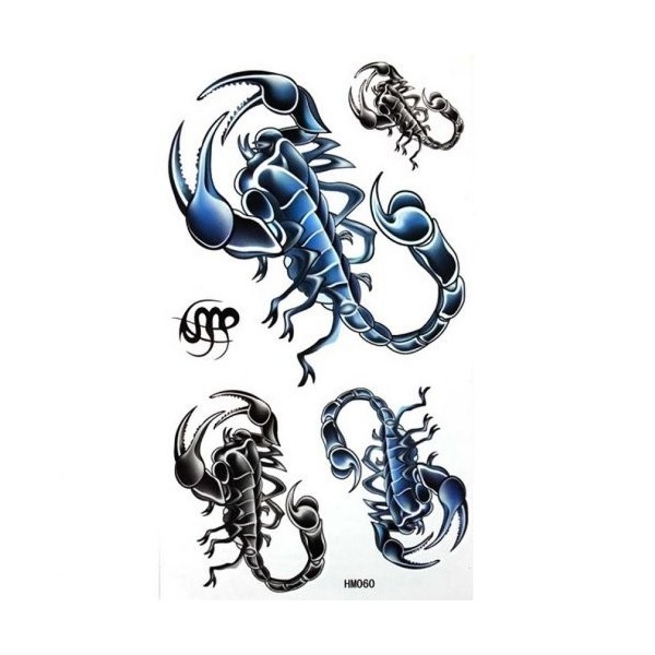 Scorpion noir et bleu tatouage temporaire autocollants refroidir