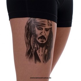 1 x Jack Sparrow Tattoo - Pirates des Caraïbes pirate - Tatouage temporaire A002 ! 