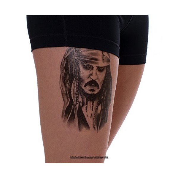 1 x Jack Sparrow Tattoo - Pirates des Caraïbes pirate - Tatouage temporaire A002 ! 