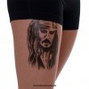 1 x Jack Sparrow Tattoo - Pirates des Caraïbes pirate - Tatouage temporaire A002 ! 