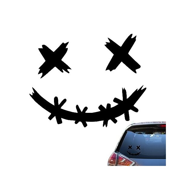 Autocollant de casques de sourire, Autocollants imperméables et décoratifs Smile Face pour voitures, Autocollant drôle de voi