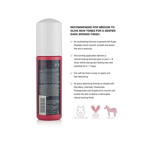Bare by Vogue - Mousse autobronzante ultra foncée - Convient à tous les types de peau - Autobronzant pour le visage et le cor