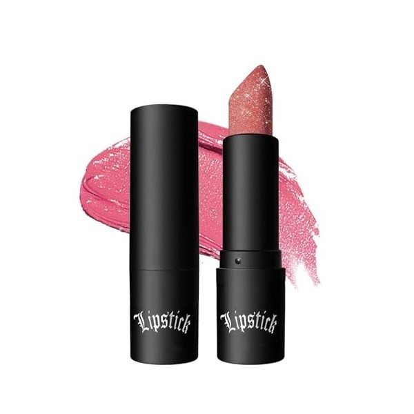 Rouge à Lèvres Mat, Rouge à Lèvres Pailleté Métallique, Brillant à Lèvres Couvrant Toute la Surface Nude Hydratant Longue Dur