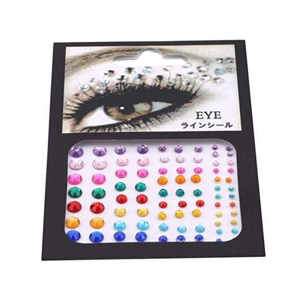 Idiytip 81 Pièces Autocollant de Sourcil Strass Visage Bijoux Festival Rave Autocollants Visage Gemmes Artificielles Autocoll