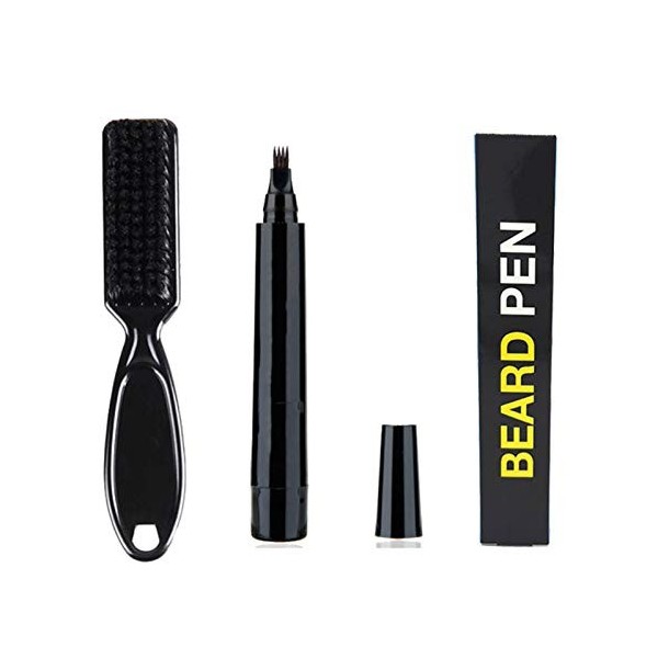 Courti Beard Filling Pen Kit,Beard Pencil Filler and Beard Brush for Men,Beard Pencil Filler,Fast Camouflage Natural Hair Gro