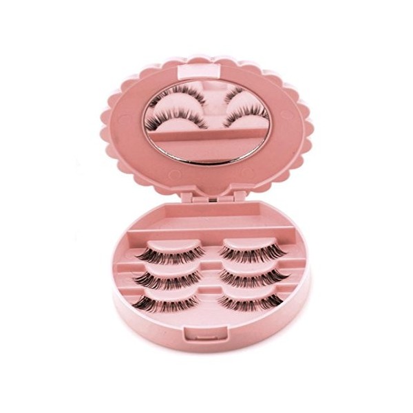 Faux-cils Box, IMJONO Acrylique Mignonne Bow False Eyelash Miroir cosmétique de maquillage de boîte de rangement Organisateur