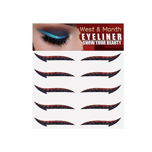 Stick On Glitter Eyeliner Bandes,Pochoir Eyeliner Auto-Adhésif Instantané 5 Paires - Outil Eyeliner, autocollants de maquilla