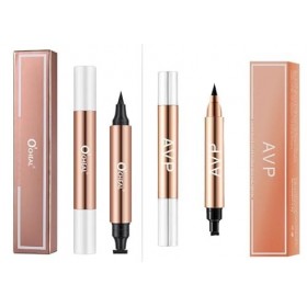 1 eyeliner double tête Pattern Seal 2 en 1 Heart Winged Eyeliner Stamp Cat Eye Wing Eyeliner Noir Eyeliner Stamp Wingliner po