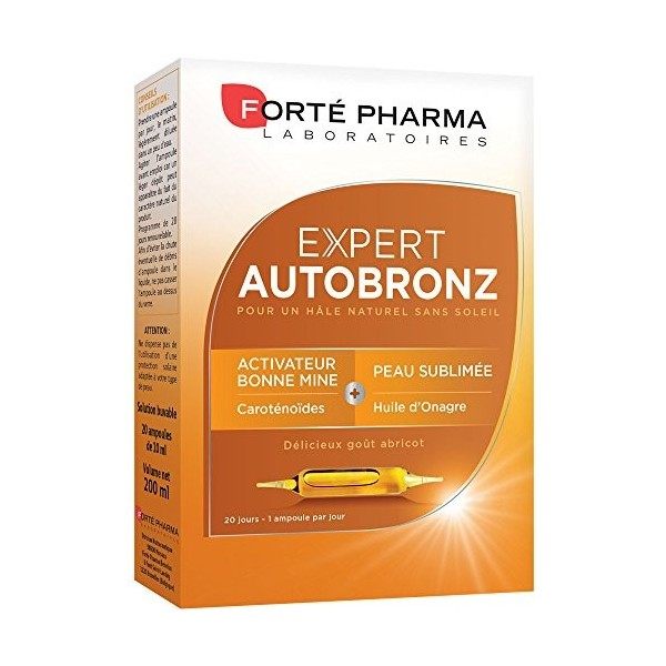 Forté Pharma - Expert AutoBronz | Complément Alimentaire Bronzant - Carothénoïdes, Huile dOnagre, Vitamine E, Bêta-carotène
