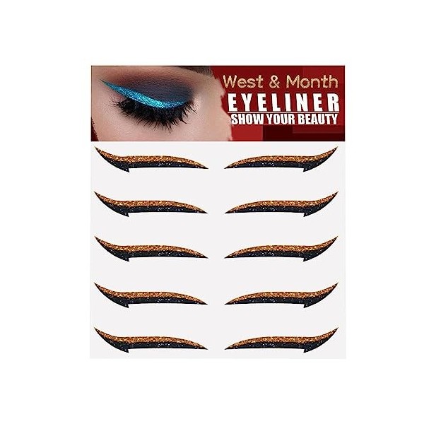 Stick On Glitter Eyeliner Bandes | 5 paires de pochoirs eyeliner auto-adhésifs instantanés scintillants - Autocollants deyel