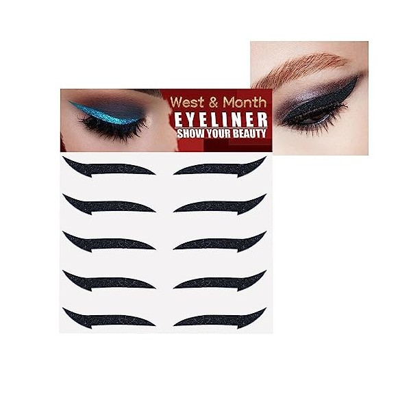 Stick On Glitter Eyeliner Bandes - Pochoir Eyeliner Auto-Adhésif Instantané Sparkle 5 Paires | Outil deyeliner dautocollant