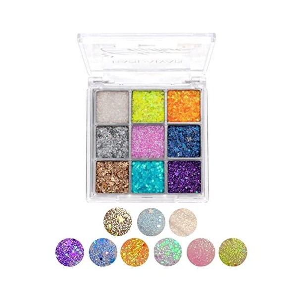 Ombre à paupières à paillettes | Fard à paupières brillant à paillettes longue durée - Palette de maquillage pour les yeux Co