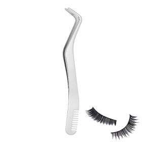 Pince à épiler courbée pour cils - Pince à épiler en acier inoxydable pour extensions de cils - Pince à épiler pour extension