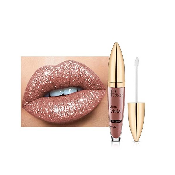 Kit de lèvres lisses pour femme - Nude sexy - Gloss brillant à lèvres - Long velours liquide imperméable - Maquillage doux - 
