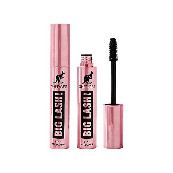 Fiber Lash Mascara Mascara pour un effet naturel dextension et dépaississement, imperméable, tient toute la journée, rose, 