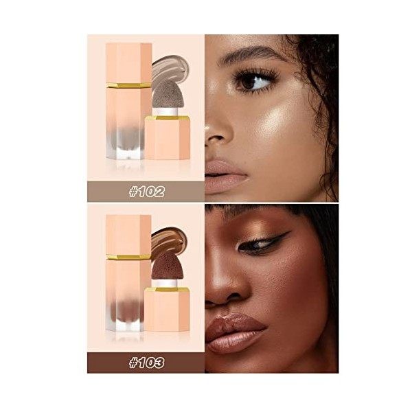 Bronzer Contour Liquid Shading Blendable Longue Durée Hydratant Maquillage Liquide Bronzer avec Coussin Applicateur