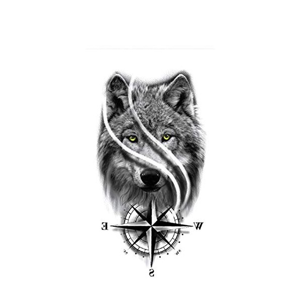 Tatouage boussole de tatouage de loup XQB206