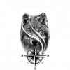 Tatouage boussole de tatouage de loup XQB206