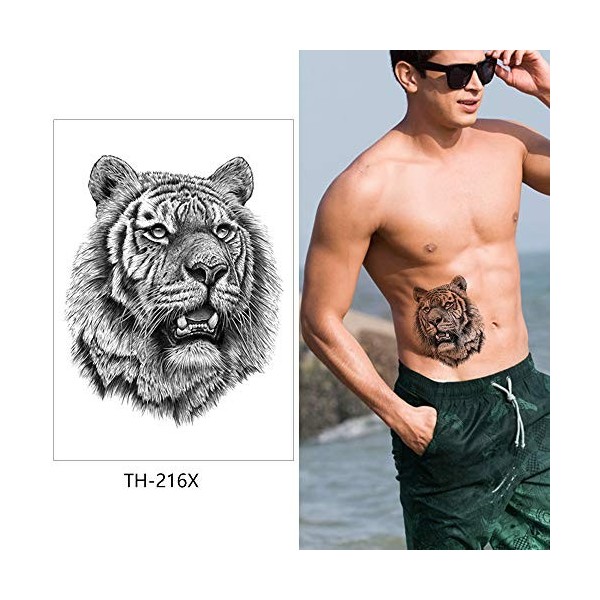 TH216X Faux tatouage pour homme Motif tigre