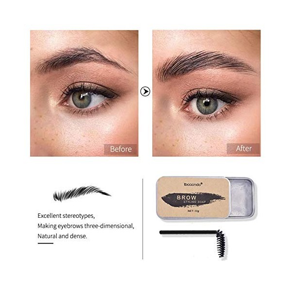 fasloyu Gel coiffant pour sourcils, maquillage de sourcils de sourcils de sourcils de savon imperméable, styling de baume de 