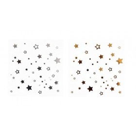 Tatouages autocollants temporaires pour visage et yeux - Lot de 2, or et argent - Tatoos effet maquillage pour fêtes, festiva