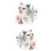 Tatouage temporaire chat avec roses Tatouage animal Faux tatouage chat XQB319
