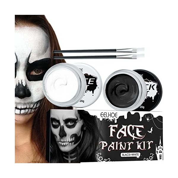 Zceplem Maquillage pour Le Visage dhalloween, Kit de Maquillage Visage Halloween avec Pinceau, Articles de fête Ensemble de 