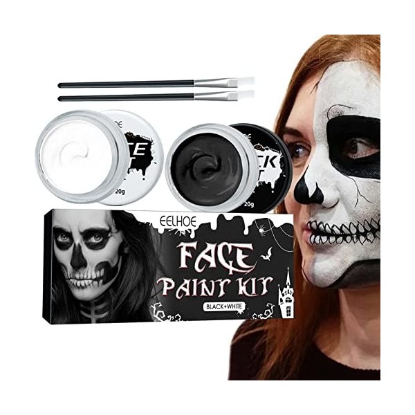 Zceplem Maquillage pour Le Visage dhalloween, Kit de Maquillage Visage Halloween avec Pinceau, Articles de fête Ensemble de 