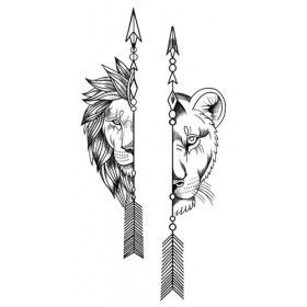 XQB504 Tatouages temporaires pour festival Lion et Lionne avec flèche