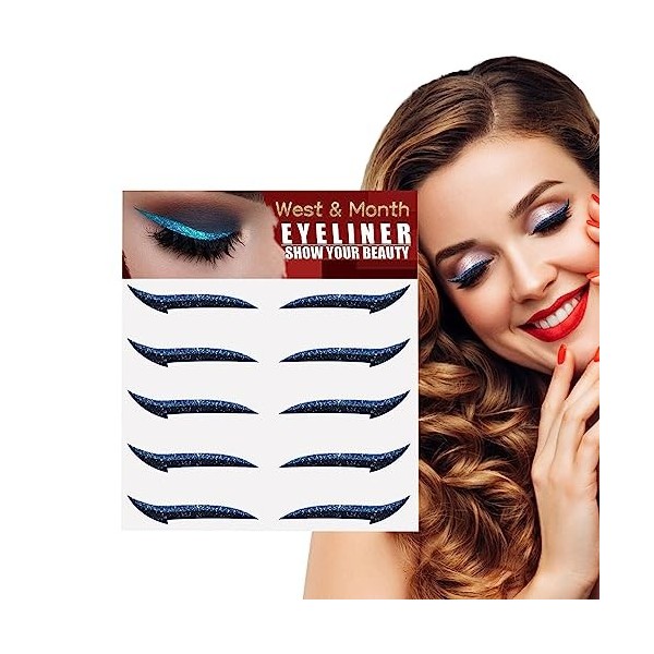 Autocollants Eyeliner scintillants pour les yeux | 5 paires de pochoirs eyeliner auto-adhésifs instantanés scintillants - Eye