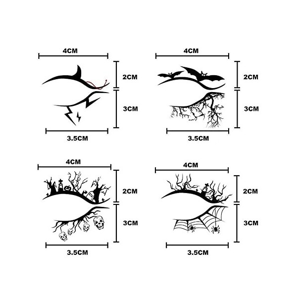 Autocollants de maquillage temporaire pour femme - Imperméable - E1f2 - Faux yeux dHalloween - A