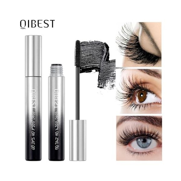 Mascara en fibre de soie pour cils - Mascara naturel durable - Extensible, longue durée - Sans formule grumeleuse - Noir - Ta