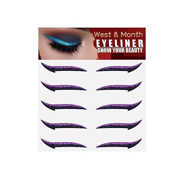 Autocollants Eyeliner scintillants pour les yeux - 5 paires de pochoirs pour eye-liner auto-adhésifs instantanés,Outil Eyelin