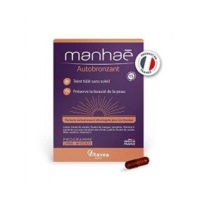 Manhaé - Autobronzant - Complément alimentaire autobronzant - Teint hâlé sans soleil - Préserve la beauté de la peau - 60 gél