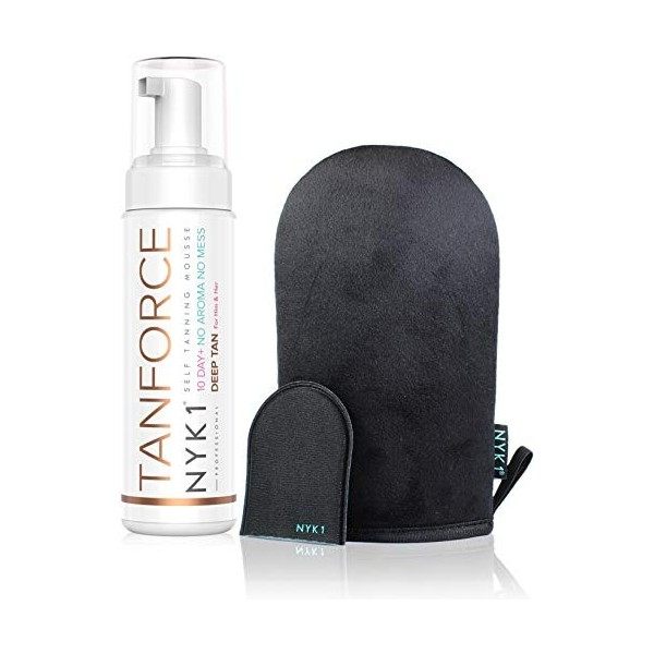 NYK1 TanForce Autobronzants Pour Le Corps Et Autobronzant Visage 250ml Autobronzant Mousse Pour Autobronzant Corps Pour Un 