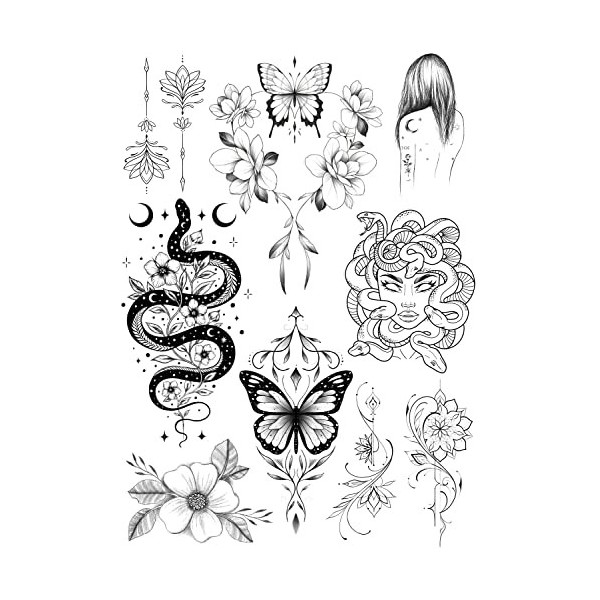 Beyond Medusa Tatouage Serpent Tatouage Papillons Tatouage Temporaire Faux Tatouages P94