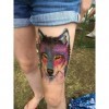 Tatouage temporaire - Motif loup - Aquarelle - Faux tatouage - KM174