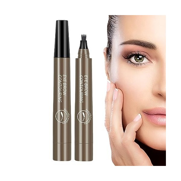 Stylo liquide pour sourcils - Crayon à sourcils liquide imperméable à 4 points,Crayon à sourcils Nature, stylo à sourcils pou